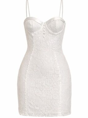 Fashion Nova White Lace Bustier Slip Dress Mini Graduation Bridal